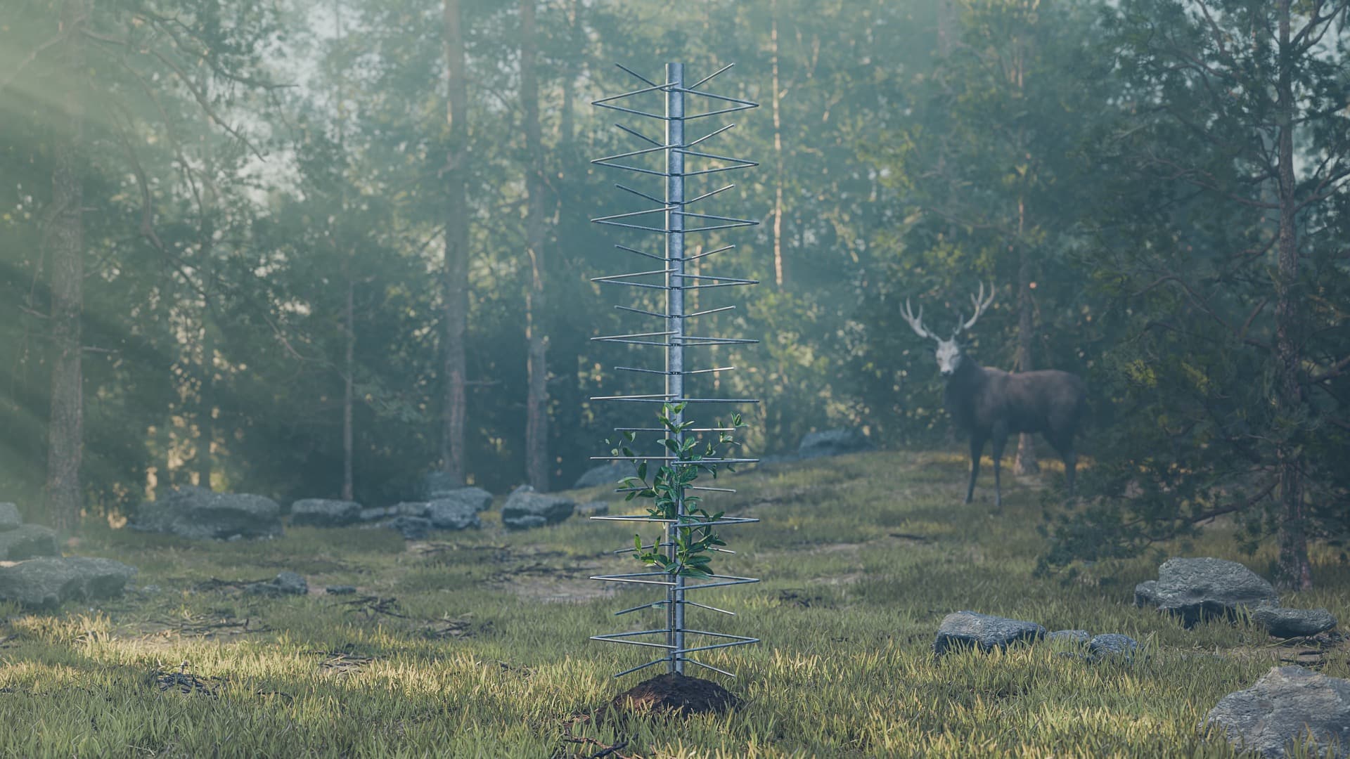 FormaWerk Einzelschützer im Wald — 3D-Visualisierung